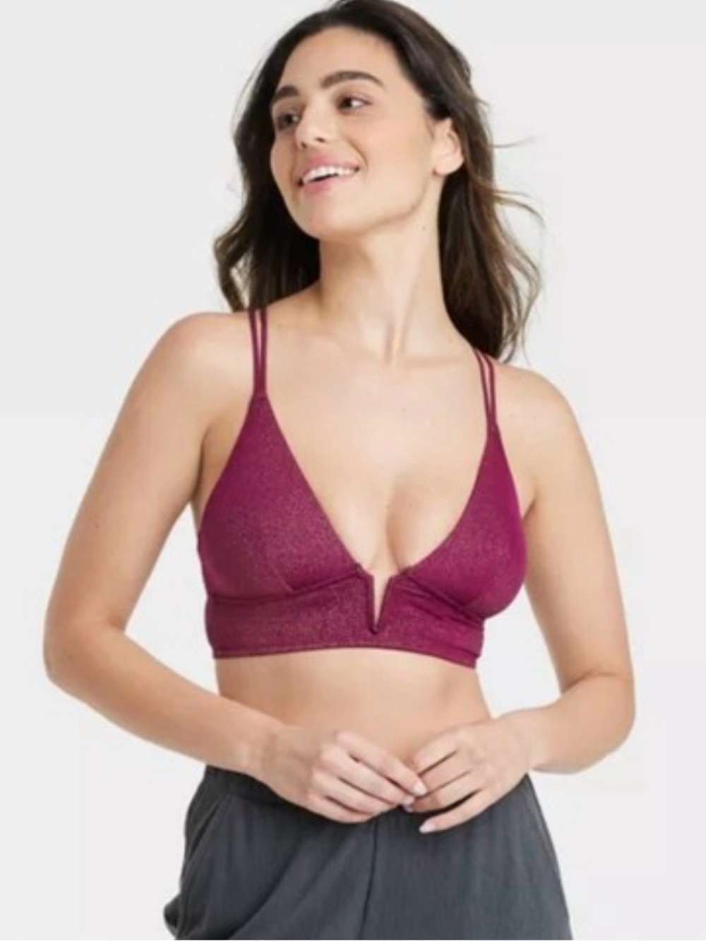 Shimmery Plum Plunge Bralette S